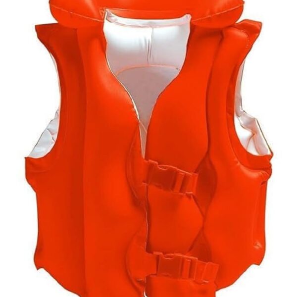 Red Adjustable Swimming Inflatable PVC Safety Life Jacket for Kids|Swim Vest Jacket for Kids
