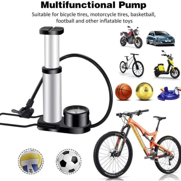 Mini Bike Aluminium Alloy Bicycle Tire Foot Pump | Activated Hand & Foot Cycling Air Filler