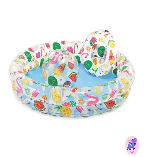 Just So Fruity Baby Inflatable Swimming Pool,Ring & Ball Set | Portable Baby Bath Tub