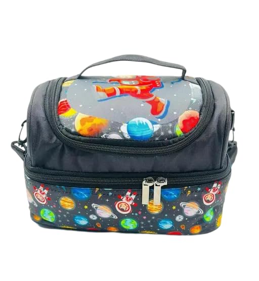 Printed Double Decker Cooler Insulated Travel Lunch Bag -Astronaut
