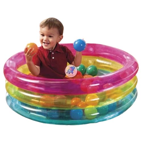Inflatable 3 Ring Baby Ball Pit for Kids| Toddlers Fun Playhouse Trampoline Playground Castle