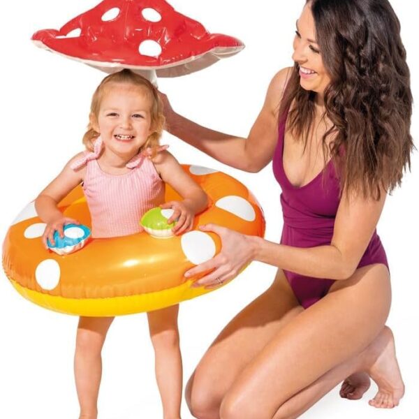 Mushroom Canopy Inflatable Kiddie Water Float | Safe Anti-Flip Diaper-Style Baby Float