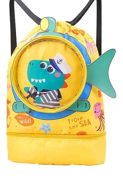 Large Capacity Swimming Drawstring Bag For Kids- Yellow