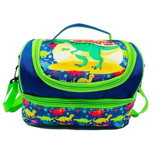 Printed Unisex Double Decker Cooler Insulated Lunch Storage Bag- Dinasour