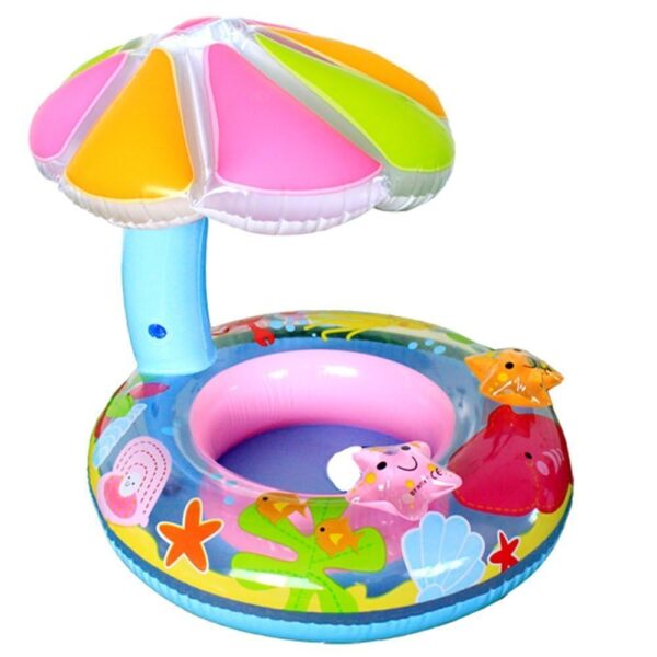 Flower Pool Floater Baby Swimming Tube with Canopy | Inflatable Kiddie Float with Sunshade
