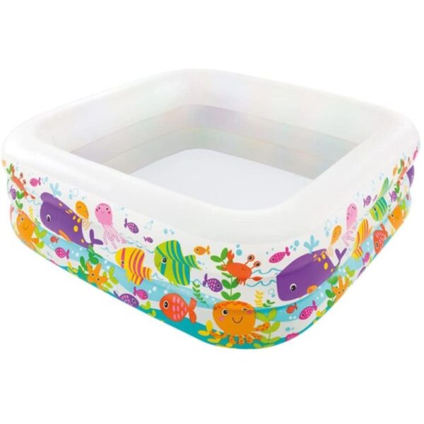 Sea Aquarium Square Fish Printed Baby Inflatable Swimming Pool for Kids