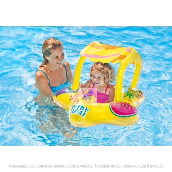 Star Canopy Inflatable Kiddy Floats Swimming Ring Tube with Sunshade for Toodlers