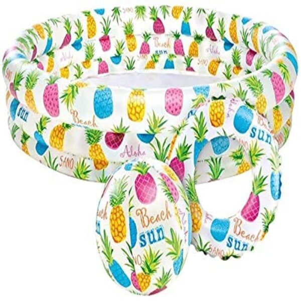 Pineapple Splash Baby Inflatable Swimming Pool Ring & Ball Set