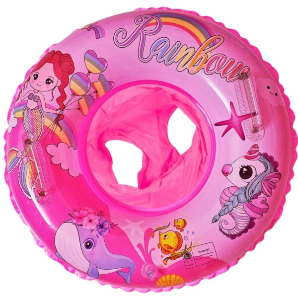Inflatable Water Baby Floater with Leg Holes Round Float Pink
