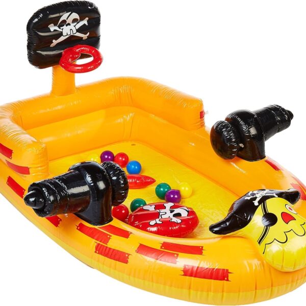 Lil Pirate Ship Bouncy Castle | Inflatable Kids Backyard Party Games with Inbuilt Cannons & Ball Hoop