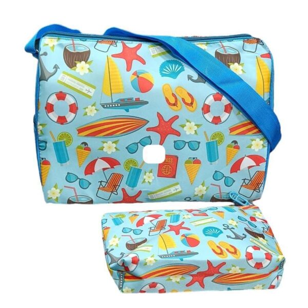 Cute Printed Trianle Duffel Bag & Pouch Kids Combo Set- Picnic