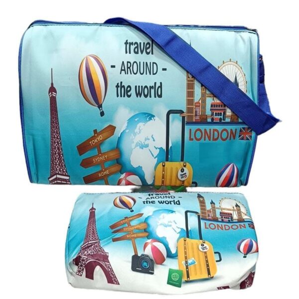 Trendy Printed Duffle Bag & Pouch Combo For Boys & Girls-World Tour