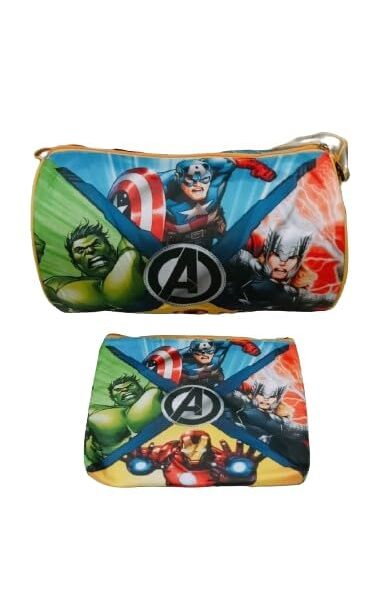 Multipurpose Printed Duffle Bag & A4 Pouch Combo- Avengers