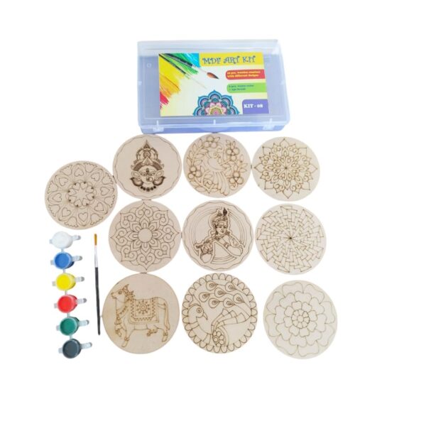 MDF Art & Craft Painting Kit| 10 Round Wooden Coasters Designs