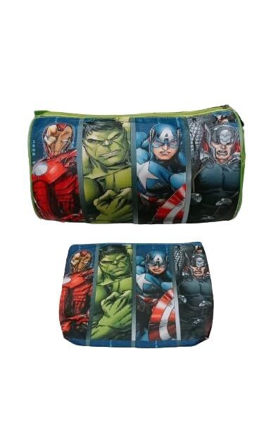 Cartoon Printed Kids Duffle Bag & A4 Pouch Combo- Superheros