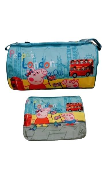Cartoon Printed Kids Duffle Bag & A4 Pouch Combo- Peppa Pig