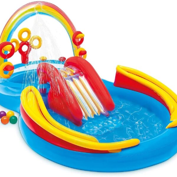 Rainbow Ring Inflatable Kids Backyard Party Pool Play Centre With Games