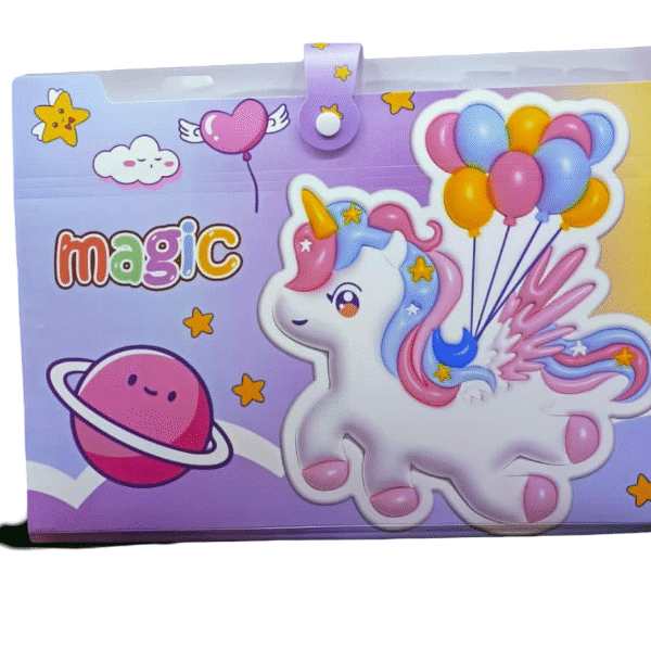 A4 12-Pocket Expanding Document Folder- Space & Unicorn