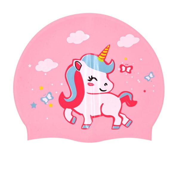 High Elastic Waterproof Silicone Swimming Cap For Kids- Unicorn