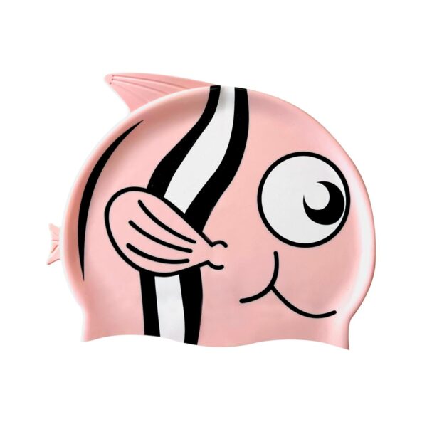 Stretchable Swimming Cap For Kids| Silicone Waterproof Swim Hat For Children- Pink Fish