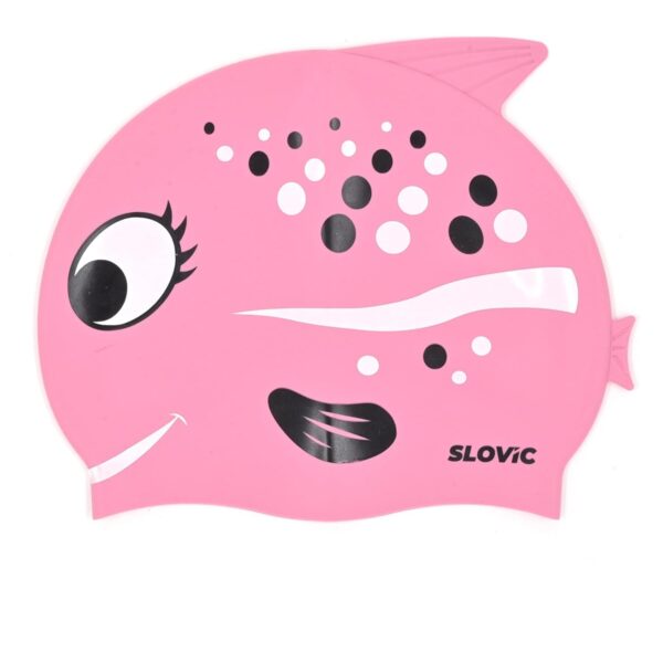 Waterproof Silicone Swimming Cap For Kids| Stretchable Pool Headcover- Rose Red Fish