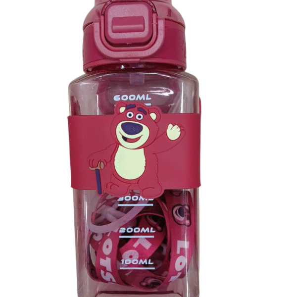 Cute Kawaii Bear Water Bottle With Straw & Sticker- 700ML