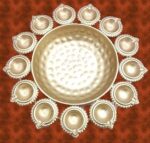 KidsZeeNie 14 inch decorative urli bowl with 10 diya holders for Diwali