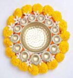 KidsZeeNie 14 inch decorative urli bowl with 10 diya holders for Diwali
