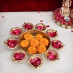 KidsZeeNie 14 inch decorative urli bowl with 10 diya holders for Diwali